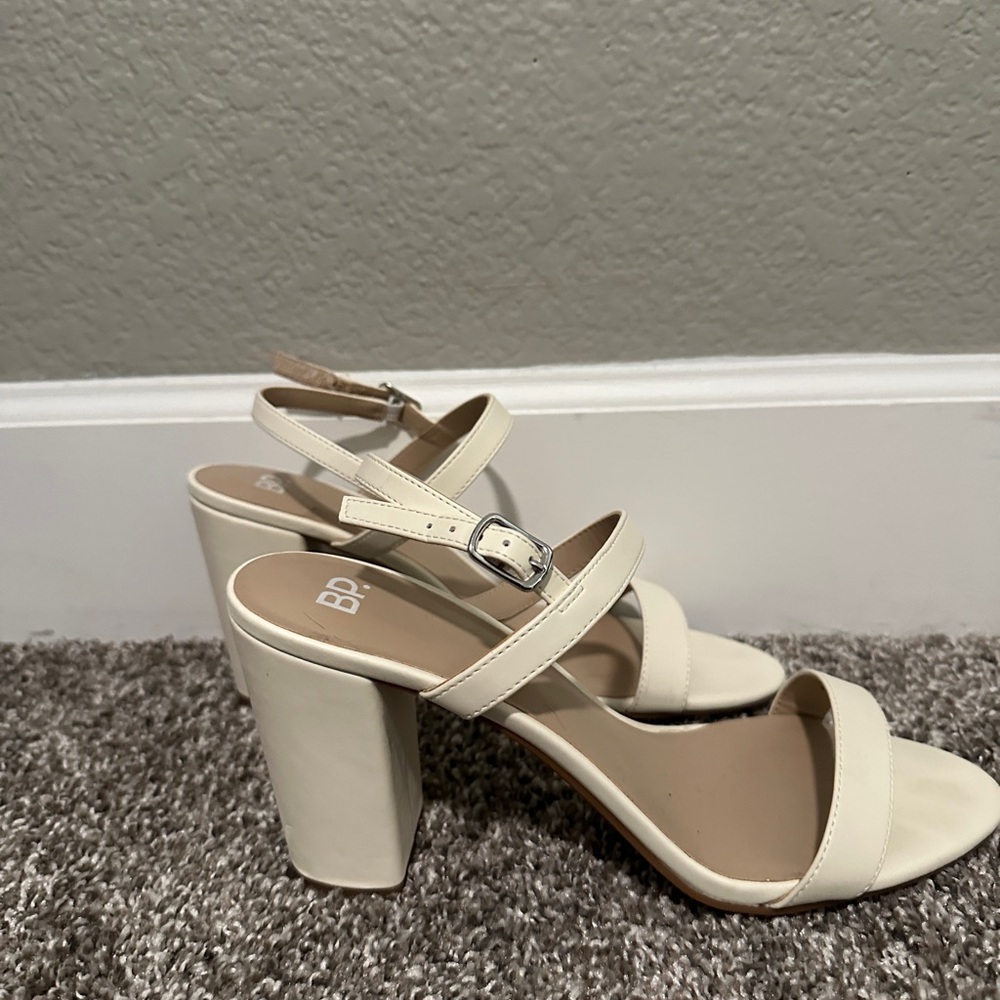 BP Cream Block Heel Sandals